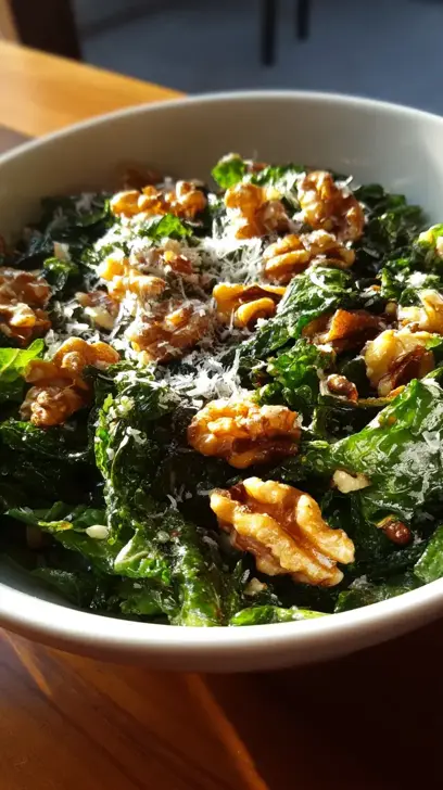 bitter greens salad with toasted walnuts and parmesan