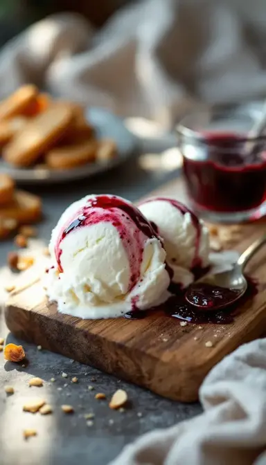 Vanilla Ice Cream with Lingonberry Jam