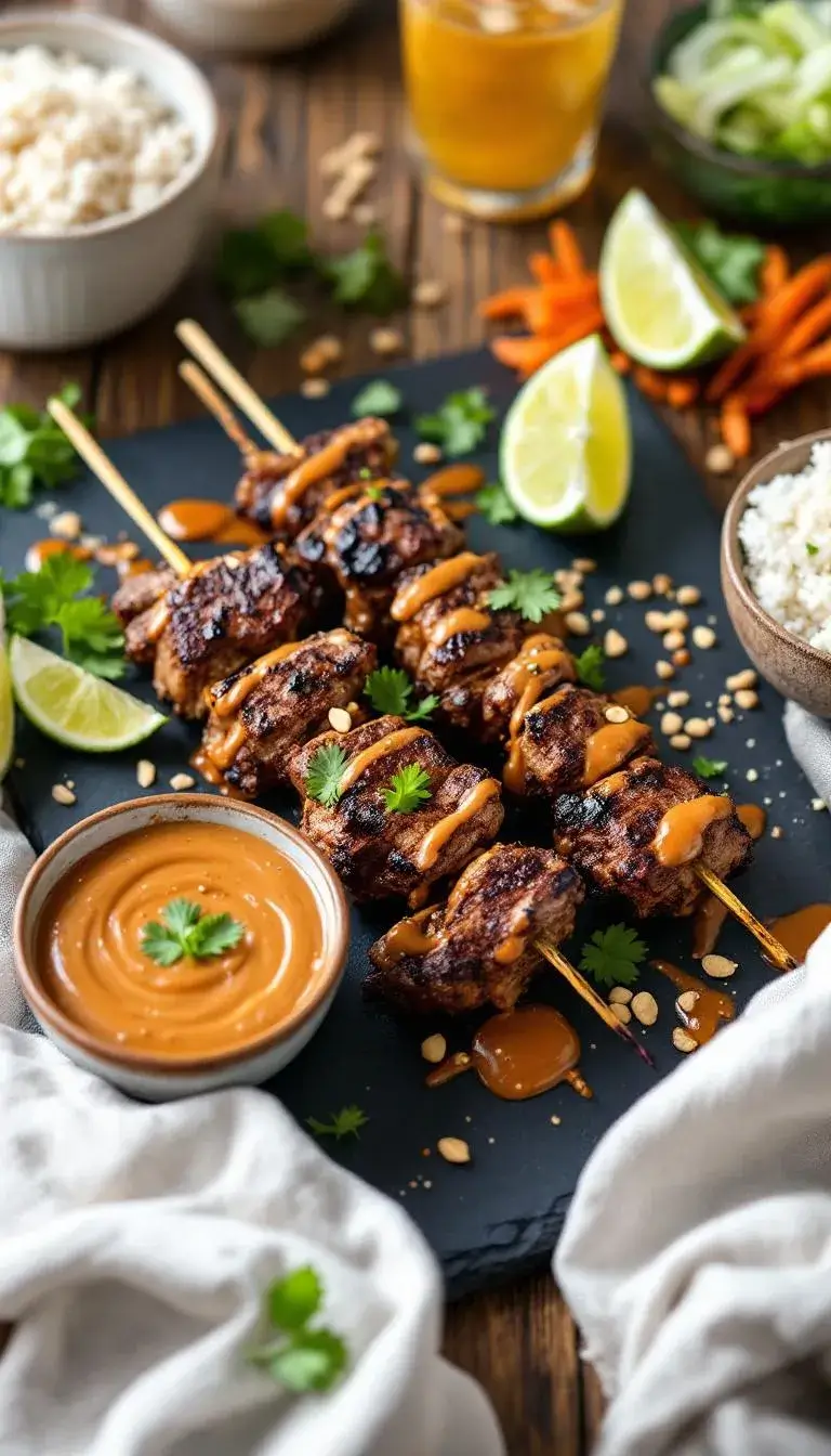 Beef Satay with Peanut Sauce