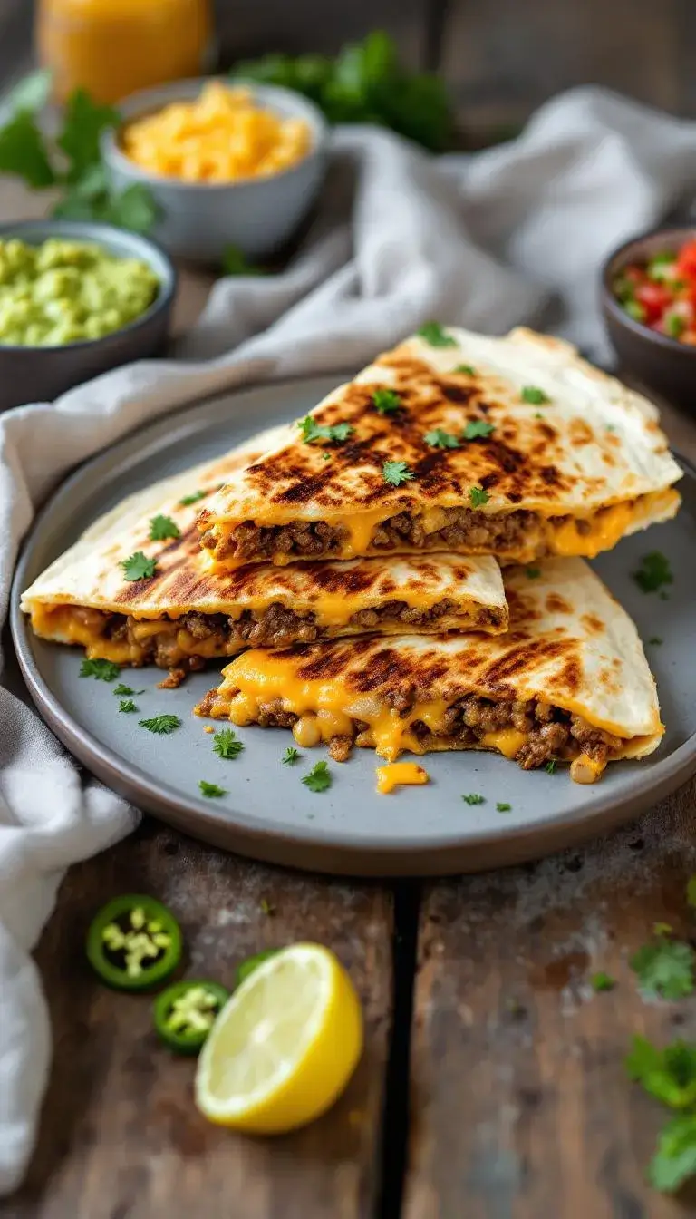 Cheesy Beef Quesadillas