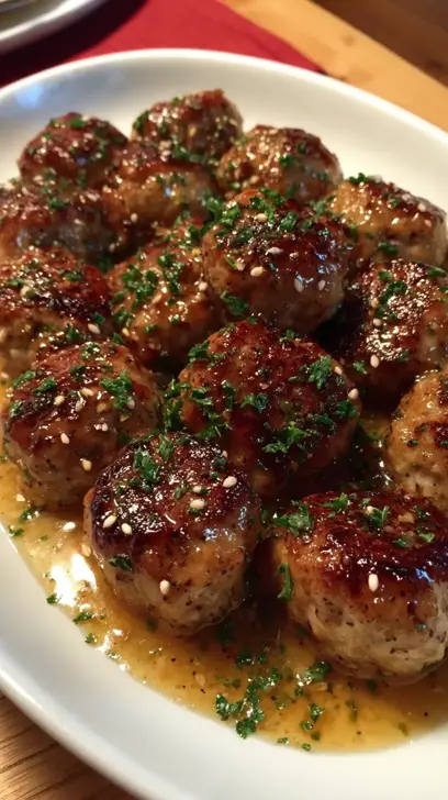 Pork and Apple Meatballs with Mustard Glaze
