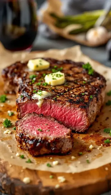 Air Fryer Steak with Garlic Herb Butter