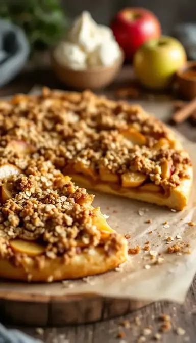 Apple Crisp Dessert Pizza with Oat Topping