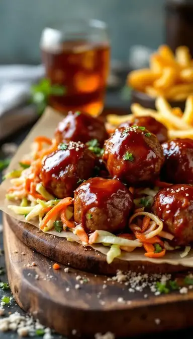 BBQ Beef Meatballs with Slaw