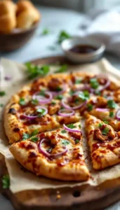BBQ Chicken Pizza with Red Onions and Cilantro