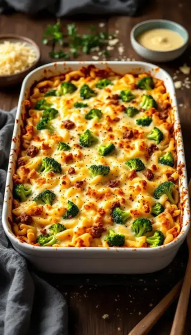 Beef and Broccoli Alfredo Bake
