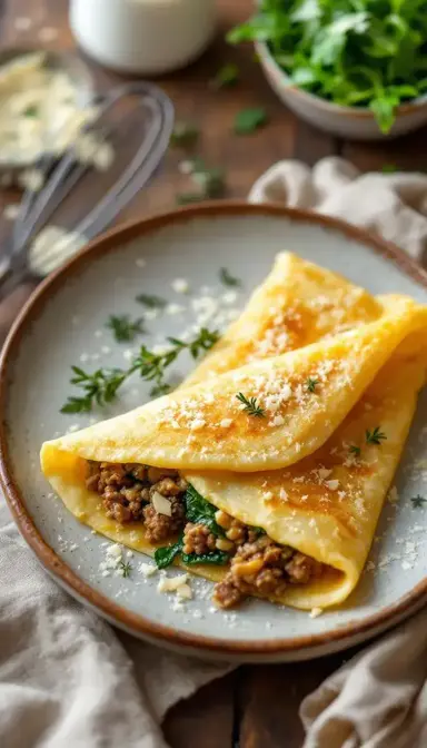 Beef and Spinach Stuffed Crepes