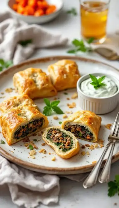 Beef and Spinach Stuffed Pastry