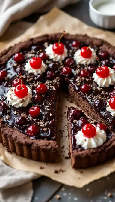 Black Forest Dessert Pizza with Cherries and Chocolate