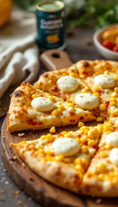 Brazilian Pizza with Catupiry Cheese and Corn