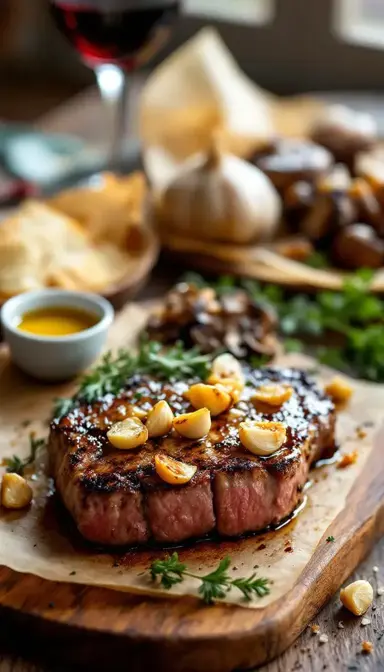 Broiled Porterhouse with Roasted Garlic