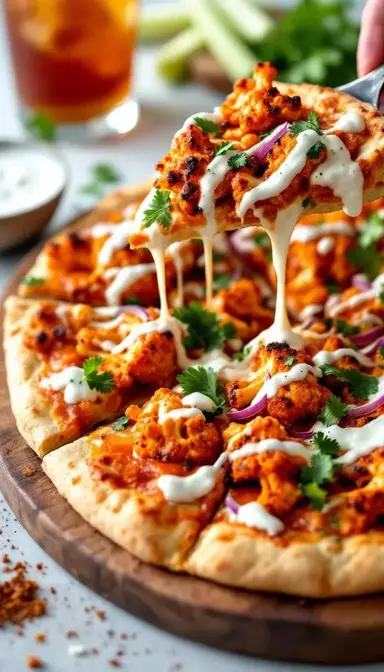 Buffalo Cauliflower Pizza with Vegan Ranch