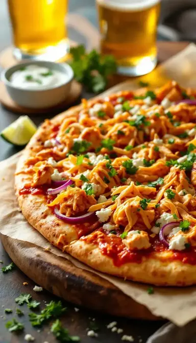 Buffalo Chicken Pizza with Blue Cheese Crumbles