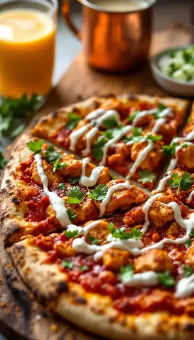 Chicken Tikka Masala Pizza with Yogurt Sauce