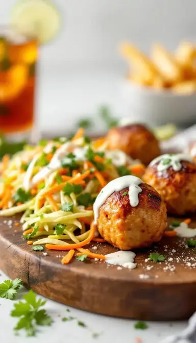 Cilantro Jalapeno Turkey Meatballs with Slaw