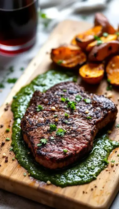 Coffee Crusted Flat Iron with Chimichurri 1