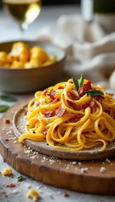 Creamy Squash Fettuccine with Pancetta