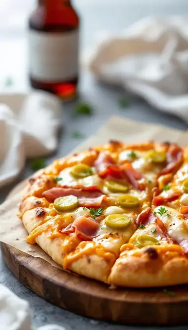 Cuban Sandwich Pizza with Ham Pickles and Mustard