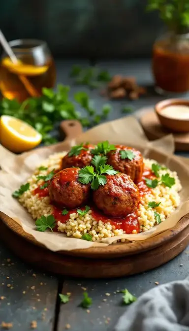 Egyptian Kofta Meatballs over Couscous