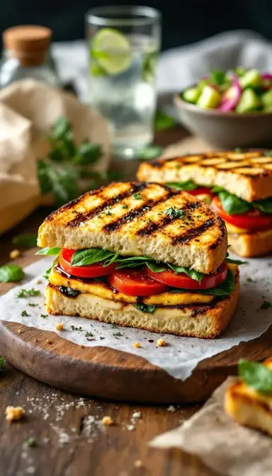 Grilled Halloumi Tomato Sandwich