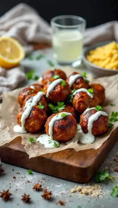 Harissa Beef Meatballs with Yogurt Sauce