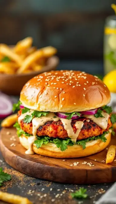 Harissa Tahini Chicken Burger
