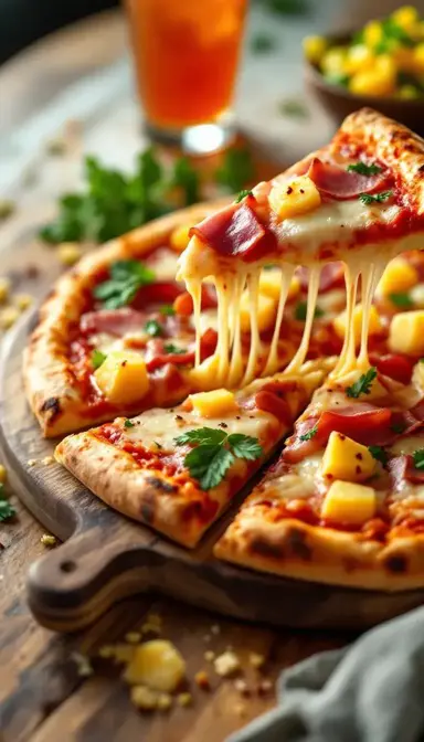Hawaiian Pizza with Ham and Pineapple: A Tropical Love Story on a Crispy Crust