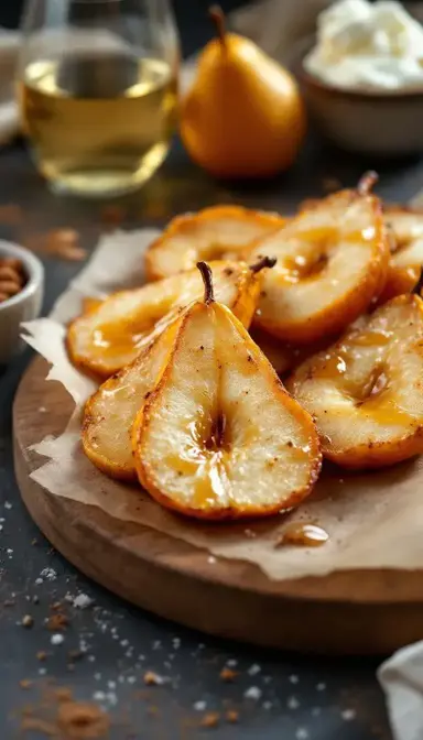 Honey Drizzled Fried Pears