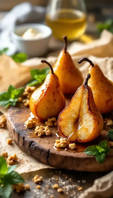 Honey Drizzled Roasted Pears