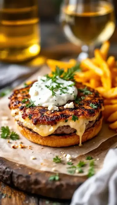 Juicy Greek Feta Turkey Burger