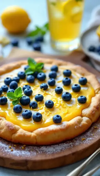 Lemon Curd and Blueberry Dessert Pizza