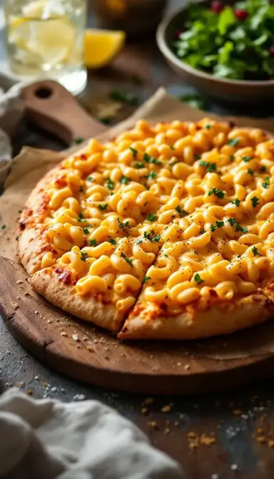 Mac and Cheese Pizza with Cheddar and Elbow Pasta