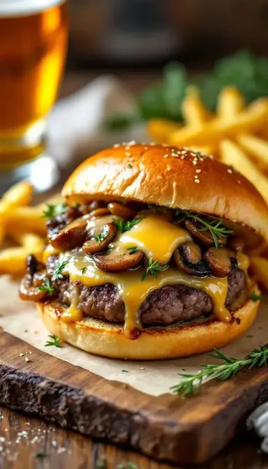 Mushroom Swiss Burger 1