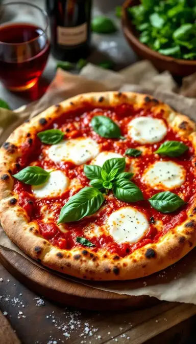 Neapolitan Margherita Pizza with Fresh Mozzarella and Basil
