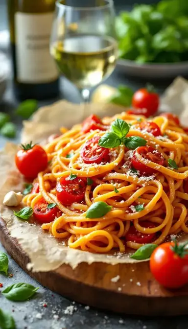 No Cook Tomato Basil Pasta