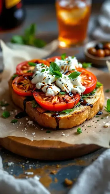 Open Face Tomato Burrata Sandwich