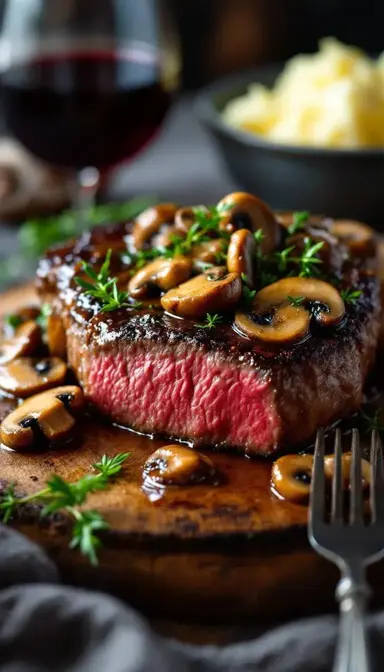 Pan Seared Sirloin with Mushroom Sauce