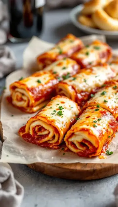 Pepperoni Pizza Lasagna Roll Ups