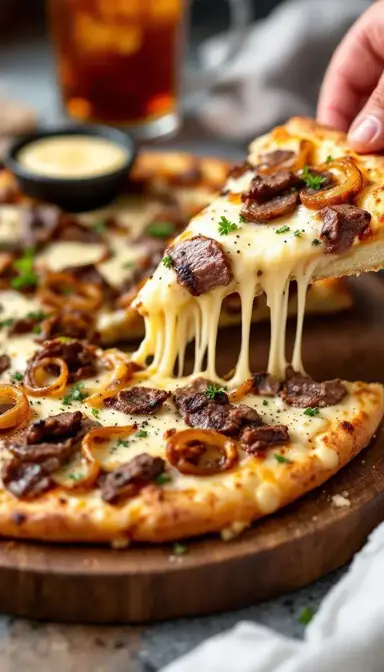 Philly Cheesesteak Pizza with Sliced Beef and Onions: A Match Made in Flavor Heaven