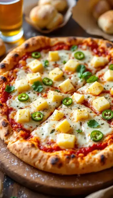 Sweet Heat Showdown: Pineapple and Jalapeño Pizza with Mozzarella