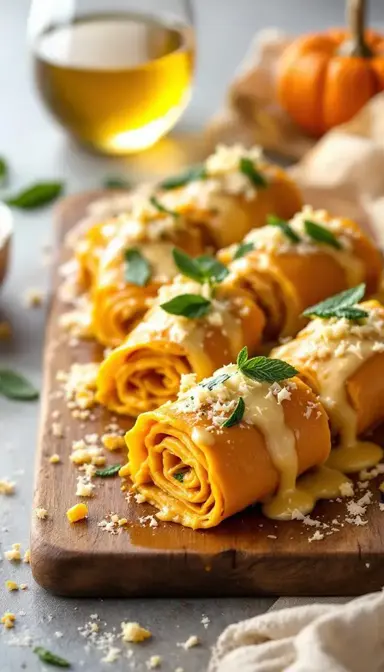 Pumpkin Lasagna Roll Ups