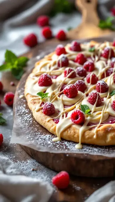 Raspberry and White Chocolate Dessert Pizza