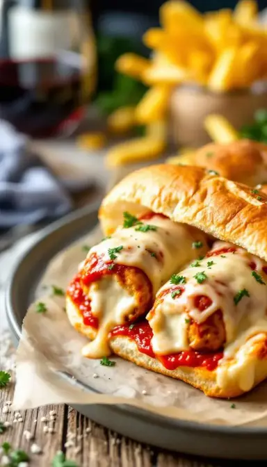Ricotta Stuffed Chicken Meatball Subs