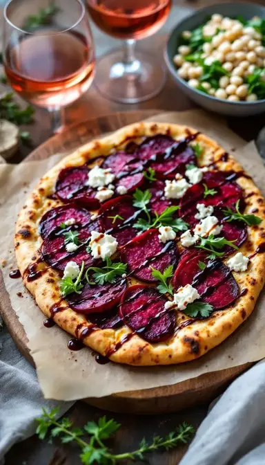 Roasted Beet and Goat Cheese Pizza with Arugula