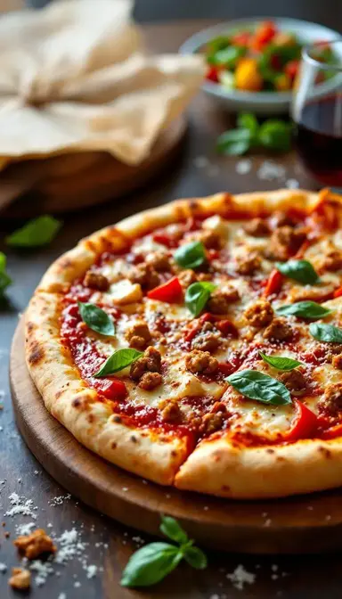 Sausage and Peppers Pizza with Marinara Sauce