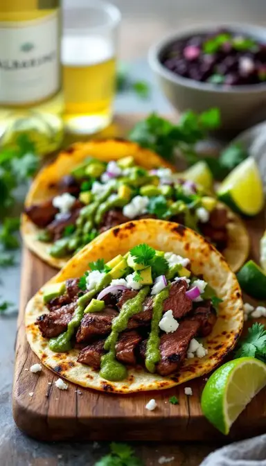 Skirt Steak Tacos with Salsa Verde