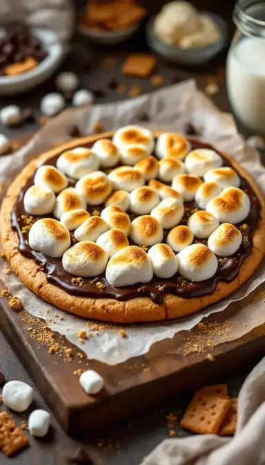 Smores Dessert Pizza with Chocolate and Marshmallows