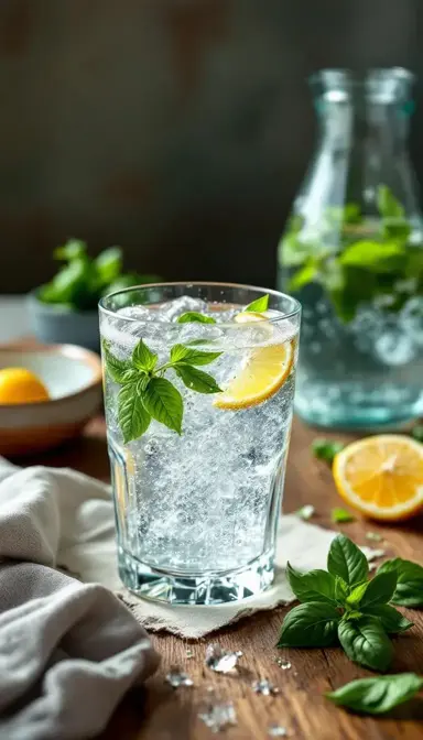 Sparkling Water with Basil