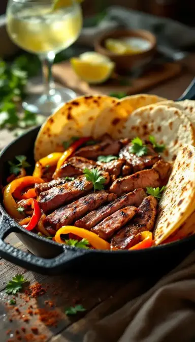 Steak Fajitas with Onions Peppers 1