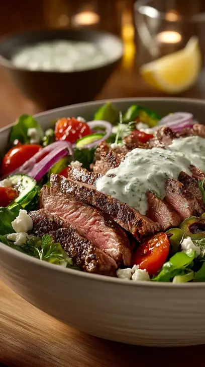 Steak Salad with Tzatziki Dressing
